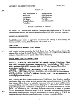 March 1, 2012 Meeting of the Area Plan Commission Was Called to Order at 7:45 P.M