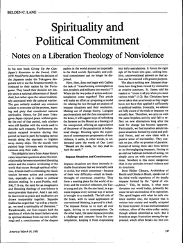 Spirituality and Political Commitment Notes on a Liberation Theology of Nonviolence