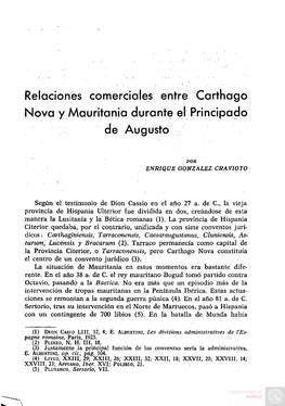 Relaciones Comerciales Entre Carthago Nova Y Mauritania Durante El Principado De Augusto