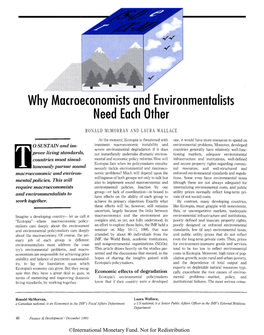 Why Mcicroeconomists and Environmentalists Need Each Other RONALD MCMORRAN and LAURA WALLACE