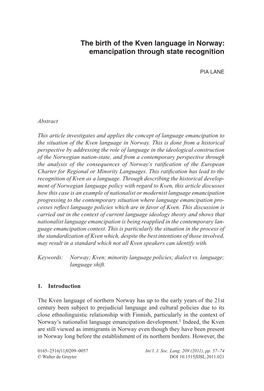 The Birth of the Kven Language in Norway: Emancipation Through State Recognition