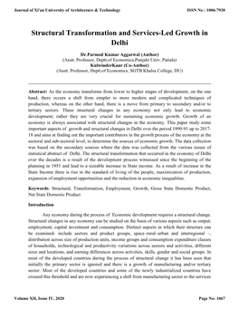 Structural Transformation and Services-Led Growth in Delhi