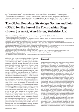 (GSSP) for the Base of the Pliensbachian Stage (Lower Jurassic), Wine Haven, Yorkshire, UK
