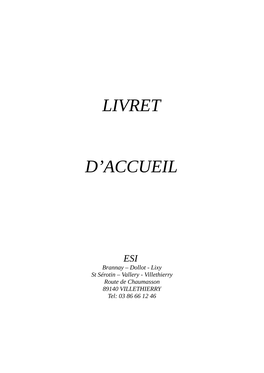 Livret D'accueil