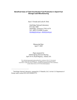 Beneficial Uses of Tails from Nuclear Fuel Production Into Spent Fuel