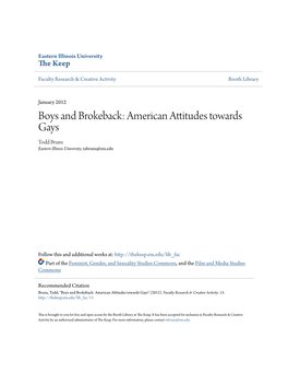 American Attitudes Towards Gays Todd Bruns Eastern Illinois University, Tabruns@Eiu.Edu