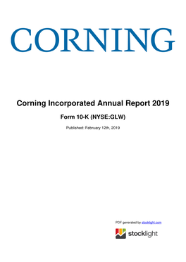 Corning Incorporated Annual Report 2019