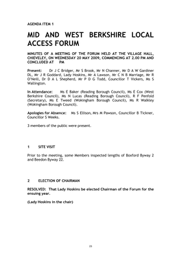 Mid and West Berkshire Local Access Forum