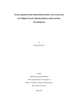 MATLAB/Simulink Implementation and Analysis of Three Pulse-Width