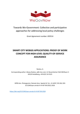 Smart City Webgis Applications: Proof of Work Concept for High-Level Quality-Of-Service Assurance