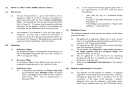 The New Territories Small House Policy Since Its Implementation in (Including an Application Form, a Declaration Form for the December 1972