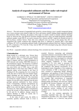 Analysis of Suspended Sediments and Flow Under Sub-Tropical Environment of Taiwan