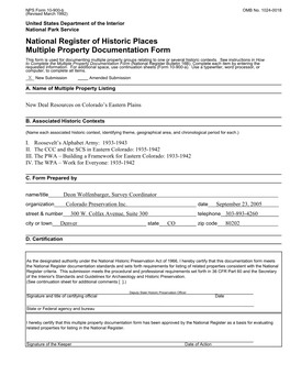 National Register of Historic Places Multiple Property Documentation Form