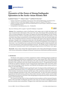 Dynamics of the Zones of Strong Earthquake Epicenters in the Arctic–Asian Seismic Belt