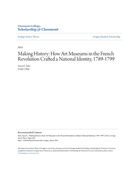 How Art Museums in the French Revolution Crafted a National Identity, 1789-1799 Anna E