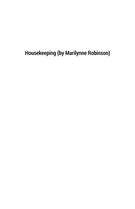 Housekeeping (By Marilynne Robinson)