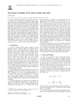 Interannual Variability of the Gulf of Alaska Eddy Field Carol Ladd1 Received 25 January 2007; Revised 3 April 2007; Accepted 25 April 2007; Published 7 June 2007