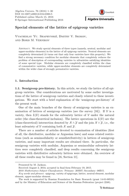 Special Elements of the Lattice of Epigroup Varieties