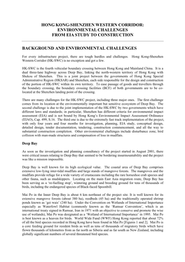 Hong Kong-Shenzhen Western Corridor: Environmental Challenges from Eia Study to Construction