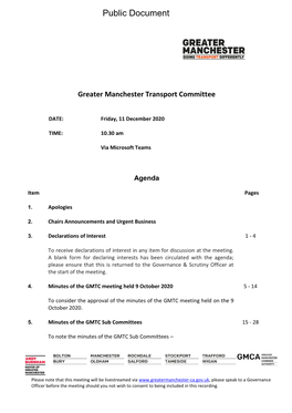 (Public Pack)Agenda Document for Greater Manchester Transport