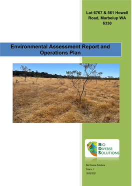 Environmental Assessment Report and Operations Plan