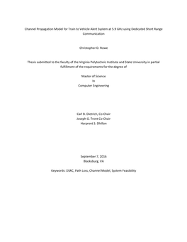 Channel Propagation Model for Train to Vehicle Alert System at 5.9 Ghz Using Dedicated Short Range Communication