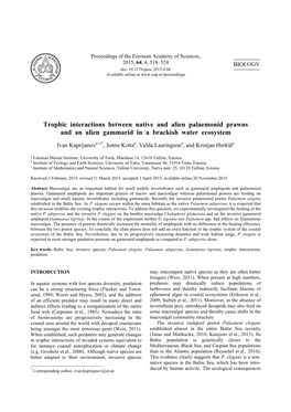 Trophic Interactions Between Native and Alien Palaemonid Prawns and an Alien Gammarid in a Brackish Water Ecosystem