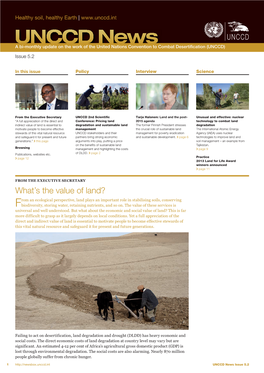 UNCCD News a Bi-Monthly Update on the Work of the United Nations Convention to Combat Desertiﬁ Cation (UNCCD)