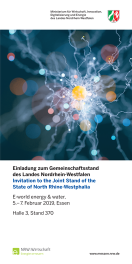 Einladung Zum Gemeinschaftsstand Des Landes Nordrhein-Westfalen Invitation to the Joint Stand of the State of North Rhine-Westphalia
