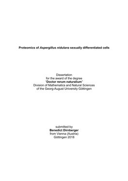 Proteomics of Aspergillus Nidulans Sexually Differentiated Cells