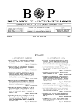 Boletín Oficial De La Provincia De Valladolid