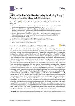 Mrnasi Index: Machine Learning in Mining Lung Adenocarcinoma Stem Cell Biomarkers