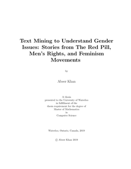 Text Mining to Understand Gender Issues Stories from the Red Pill Men's Rights and Feminism Movements