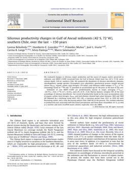 Siliceous Productivity Changes in Gulf of Ancud Sediments (421S, 721W), Southern Chile, Over the Last �150 Years