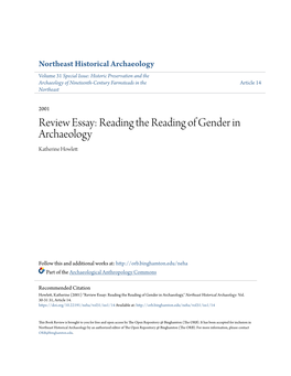 Review Essay: Reading the Reading of Gender in Archaeology Katherine Howlett