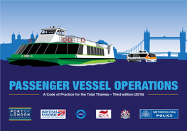 Passenger Vessel Operations Code of Practice for the Tidal Thames