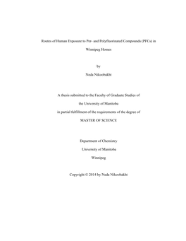 Routes of Human Exposure to Per- and Polyfluorinated Compounds (Pfcs) In