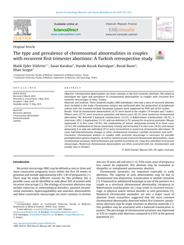 The Type and Prevalence of Chromosomal Abnormalities in Couples