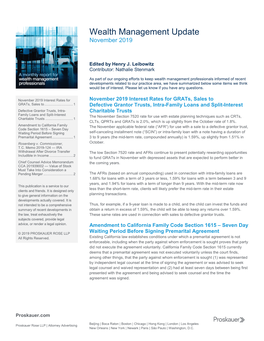 Wealth Management Update November 2019