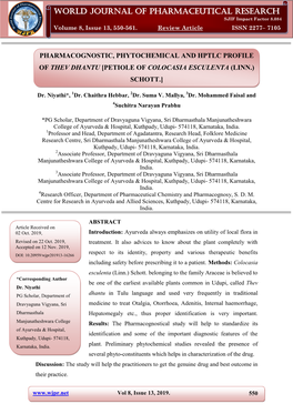World Journal of Pharmaceutical Research Niyathi Et Al