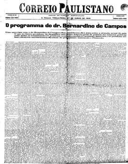 O Progpamma Do Dr. Bernardino De Campos