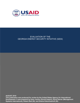 Evaluation of the Georgia Energy Security Intiative (Gesi)