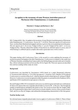 Nuytsia the Journal of the Western Australian Herbarium 24: 7–16 Published Online 27 March 2014