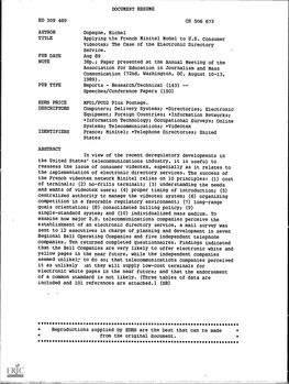 Applying the French Minitel Model to US Consumer Videotex: the Case of the Electronic Directory Service