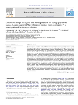 Afar, Ethiopia): Insights from Cosmogenic 3He Investigation of Landscape Evolution