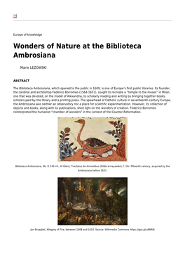 Wonders of Nature at the Biblioteca Ambrosiana