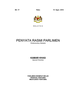 PENYATA RASMI PARLIMEN Parliamentary Debates