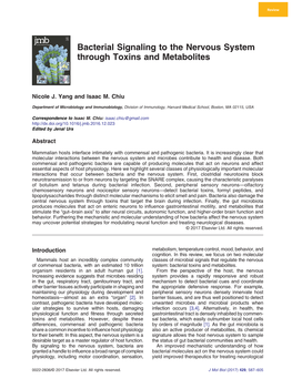 Bacterial Signaling to the Nervous System Through Toxins and Metabolites