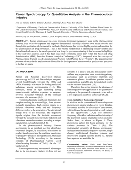 Raman Spectroscopy for Quantitative Analysis in the Pharmaceutical Industry