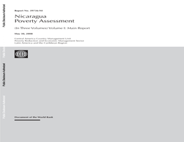 Nicaragua Poverty Assessment Public Disclosure Authorizedpublic Disclosure Authorized (In Three Volumes) Volume I: Main Report